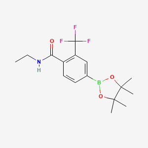 molecular formula C16H21BF3NO3 B8124675 N-Ethyl-4-(4,4,5,5-tetramethyl-[1,3,2]dioxaborolan-2-yl)-2-trifluoromethyl-benzamide 