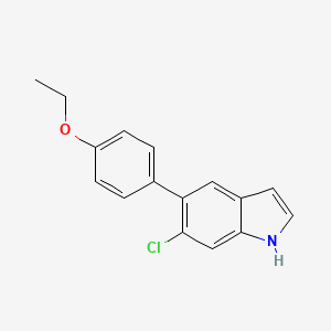 molecular formula C16H14ClNO B8124683 6-Chloro-5-(4-ethoxyphenyl)-1H-indole 