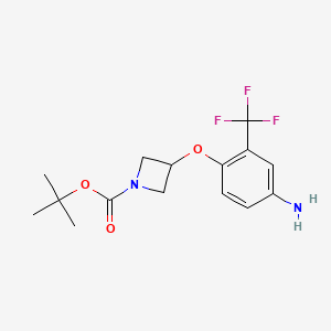 molecular formula C15H19F3N2O3 B8124773 3-(4-Amino-2-trifluoromethylphenoxy)-azetidine-1-carboxylic acid tert-butyl ester 