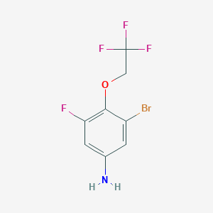 molecular formula C8H6BrF4NO B8124775 3-Bromo-5-fluoro-4-(2,2,2-trifluoro-ethoxy)-phenylamine 