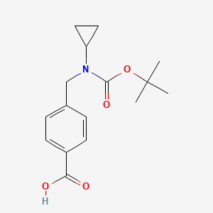 molecular formula C16H21NO4 B8124803 4-[(tert-Butoxycarbonylcyclopropylamino)-methyl]-benzoic acid 
