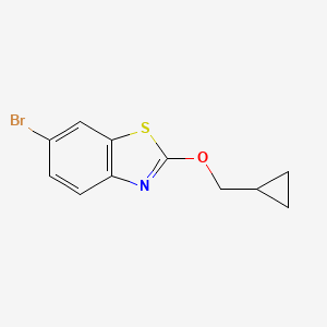 molecular formula C11H10BrNOS B8124823 6-Bromo-2-(cyclopropylmethoxy)benzo[d]thiazole 