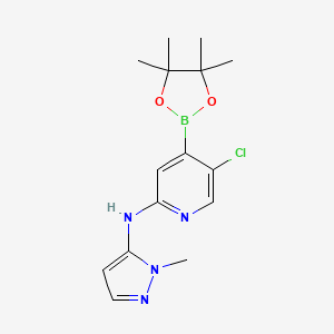molecular formula C15H20BClN4O2 B8124830 5-Chloro-2-[(1-methyl-5-pyrazolyl)amino]pyridine-4-boronic Acid Pinacol Ester 