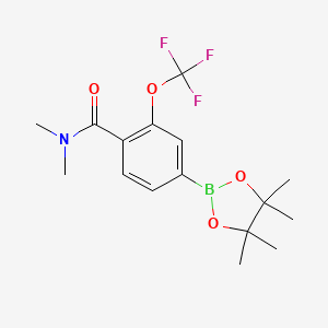 molecular formula C16H21BF3NO4 B8124840 N,N-Dimethyl-4-(4,4,5,5-tetramethyl-[1,3,2]dioxaborolan-2-yl)-2-trifluoromethoxybenzamide 