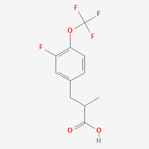 molecular formula C11H10F4O3 B8124861 3-(3-Fluoro-4-trifluoromethoxy-phenyl)-2-methyl-propionic acid 