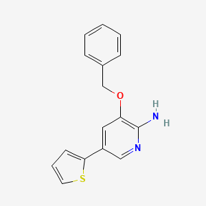 molecular formula C16H14N2OS B8124868 3-Benzyloxy-5-thiophen-2-yl-pyridin-2-ylamine 