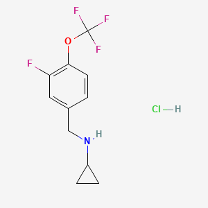 molecular formula C11H12ClF4NO B8124881 Cyclopropyl-(3-fluoro-4-trifluoromethoxy-benzyl)-amine hydrochloride 