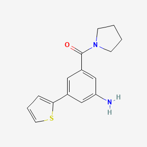 molecular formula C15H16N2OS B8124890 (3-Amino-5-thiophen-2-yl-phenyl)-pyrrolidin-1-yl-methanone 