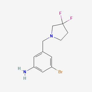 molecular formula C11H13BrF2N2 B8124901 3-Bromo-5-(3,3-difluoropyrrolidin-1-ylmethyl)-phenylamine 