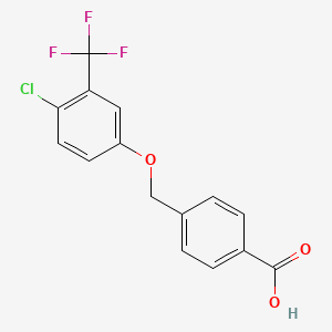 molecular formula C15H10ClF3O3 B8124977 4-((4-Chloro-3-(trifluoromethyl)phenoxy)methyl)benzoic acid 