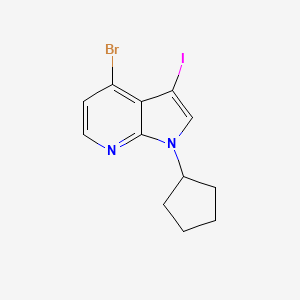 molecular formula C12H12BrIN2 B8125106 4-Bromo-3-iodo-1-cyclopentyl-1H-pyrrolo[2,3-b]pyridine 