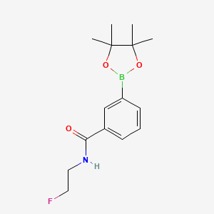 molecular formula C15H21BFNO3 B8125132 N-(2-fluoroethyl)-3-(4,4,5,5-tetramethyl-1,3,2-dioxaborolan-2-yl)benzamide 