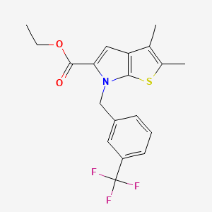 molecular formula C19H18F3NO2S B8125141 Ethyl 2,3-Dimethyl-6-[3-(trifluoromethyl)benzyl]-6H-thieno[2,3-b]pyrrole-5-carboxylate 