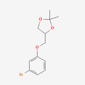 molecular formula C12H15BrO3 B8125142 4-((3-Bromophenoxy)methyl)-2,2-dimethyl-1,3-dioxolane 