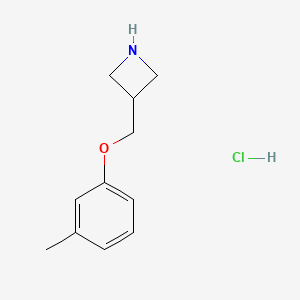 molecular formula C11H16ClNO B8125152 3-m-Tolyloxymethyl-azetidine hydrochloride 
