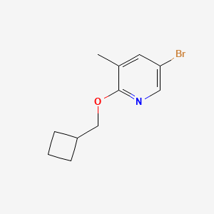 molecular formula C11H14BrNO B8125157 5-Bromo-2-(cyclobutylmethoxy)-3-methylpyridine 