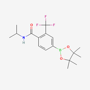 molecular formula C17H23BF3NO3 B8125234 N-Isopropyl-4-(4,4,5,5-tetramethyl-[1,3,2]dioxaborolan-2-yl)-2-trifluoromethyl-benzamide 