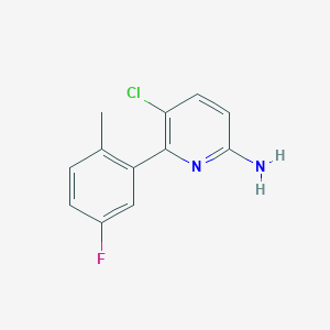molecular formula C12H10ClFN2 B8125239 5-Chloro-6-(5-fluoro-2-methylphenyl)pyridin-2-amine 