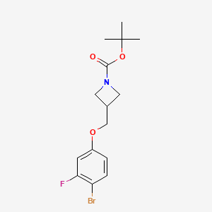 molecular formula C15H19BrFNO3 B8125266 3-(4-Bromo-3-fluorophenoxymethyl)-azetidine-1-carboxylic acid tert-butyl ester 