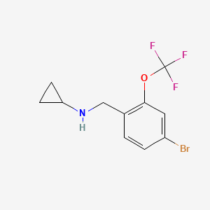 molecular formula C11H11BrF3NO B8125287 (4-Bromo-2-trifluoromethoxy-benzyl)-cyclopropyl-amine 