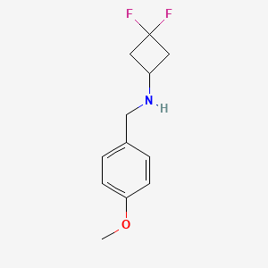 molecular formula C12H15F2NO B8125322 3,3-Difluoro-N-(4-methoxybenzyl)cyclobutanamine 