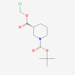 molecular formula C12H20ClNO4 B8125352 (R)-1-tert-Butyl 3-(chloromethyl) piperidine-1,3-dicarboxylate 