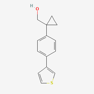 molecular formula C14H14OS B8125431 [1-(4-Thiophen-3-yl-phenyl)-cyclopropyl]-methanol 