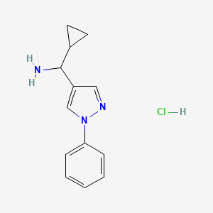 molecular formula C13H16ClN3 B8125484 C-Cyclopropyl-C-(1-phenyl-1H-pyrazol-4-yl)-methylamine hydrochloride 