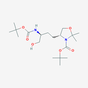 molecular formula C19H36N2O6 B8125499 (S)-4-[(R)-3-Boc-2,2-dimethyl-4-oxazolidinyl]-2-(Boc-amino)-1-butanol 