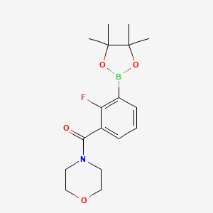 molecular formula C17H23BFNO4 B8125513 (2-Fluoro-3-(4,4,5,5-tetramethyl-1,3,2-dioxaborolan-2-yl)phenyl)(morpholino)methanone 