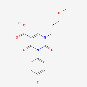 molecular formula C15H15FN2O5 B8125553 3-(4-Fluorophenyl)-1-(3-methoxypropyl)-2,4-dioxopyrimidine-5-carboxylic acid 