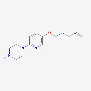 molecular formula C14H21N3O B8125578 1-(5-Pent-4-enyloxypyridin-2-yl)-piperazine 