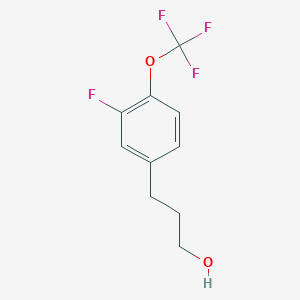 molecular formula C10H10F4O2 B8125589 3-(3-Fluoro-4-trifluoromethoxy-phenyl)-propan-1-ol 