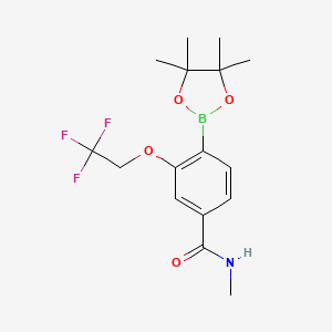 molecular formula C16H21BF3NO4 B8125627 N-Methyl-4-(4,4,5,5-tetramethyl-[1,3,2]dioxaborolan-2-yl)-3-(2,2,2-trifluoro-ethoxy)-benzamide 