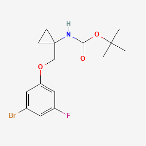 molecular formula C15H19BrFNO3 B8125639 [1-(3-Bromo-5-fluoro-phenoxymethyl)-cyclopropyl]-carbamic acid tert-butyl ester 