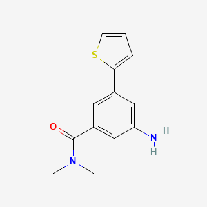 molecular formula C13H14N2OS B8125664 3-Amino-N,N-dimethyl-5-thiophen-2-yl-benzamide 