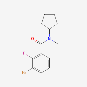 molecular formula C13H15BrFNO B8125682 3-bromo-N-cyclopentyl-2-fluoro-N-methylbenzamide 