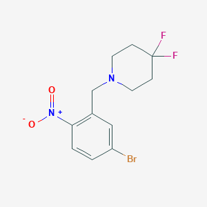 molecular formula C12H13BrF2N2O2 B8125686 1-(5-Bromo-2-nitrobenzyl)-4,4-difluoropiperidine 