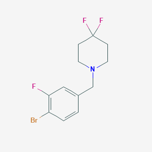 molecular formula C12H13BrF3N B8125744 1-(4-Bromo-3-fluorobenzyl)-4,4-difluoropiperidine 