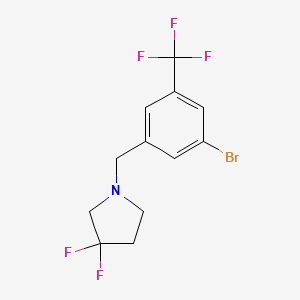 molecular formula C12H11BrF5N B8125801 1-(3-Bromo-5-trifluoromethylbenzyl)-3,3-difluoropyrrolidine 