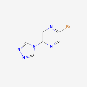 molecular formula C6H4BrN5 B8125884 2-Bromo-5-(4H-1,2,4-triazol-4-yl)pyrazine 