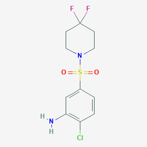 molecular formula C11H13ClF2N2O2S B8125892 2-Chloro-5-(4,4-difluoro-piperidine-1-sulfonyl)-phenylamine 