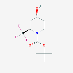 molecular formula C11H18F3NO3 B8125921 (2S,4R)-rel-tert-butyl4-hydroxy-2-(trifluoromethyl)piperidine-1-carboxylate 
