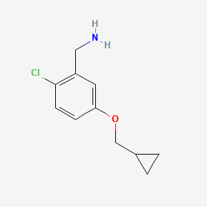 molecular formula C11H14ClNO B8125942 2-Chloro-5-cyclopropylmethoxybenzylamine 