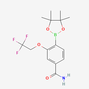 molecular formula C15H19BF3NO4 B8125955 4-(4,4,5,5-Tetramethyl-[1,3,2]dioxaborolan-2-yl)-3-(2,2,2-trifluoro-ethoxy)-benzamide 