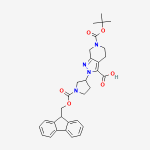 molecular formula C31H34N4O6 B8125957 2-(1-(((9H-fluoren-9-yl)methoxy)carbonyl)pyrrolidin-3-yl)-6-(tert-butoxycarbonyl)-4,5,6,7-tetrahydro-2H-pyrazolo[3,4-c]pyridine-3-carboxylic acid CAS No. 2177259-18-4