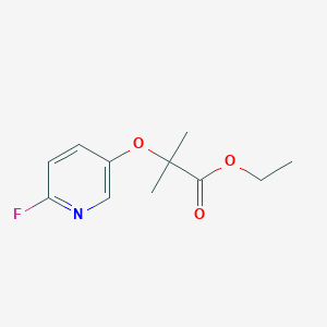 molecular formula C11H14FNO3 B8125970 2-(6-Fluoro-pyridin-3-yloxy)-2-methyl-propionic acid ethyl ester 