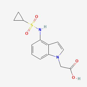 molecular formula C13H14N2O4S B8125988 (4-Cyclopropanesulfonylamino-indol-1-yl)-acetic acid 