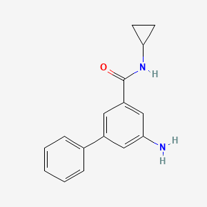 molecular formula C16H16N2O B8126010 5-Aminobiphenyl-3-carboxylic acid cyclopropylamide 