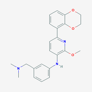 molecular formula C23H25N3O3 B8126061 6-(2,3-dihydro-1,4-benzodioxin-5-yl)-N-[3-[(dimethylamino)methyl]phenyl]-2-methoxy-pyridin-3-amine 